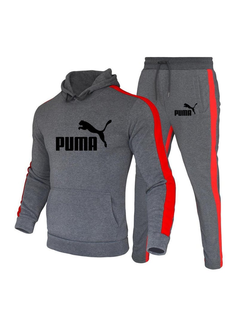 PUMA هودي من الصوف بشعار كبير من مجموعة Fashion Men's Essentials، سويت شيرت بغطاء رأس وغطاء للرأس، بدلة رياضية غير رسمية - Image 1