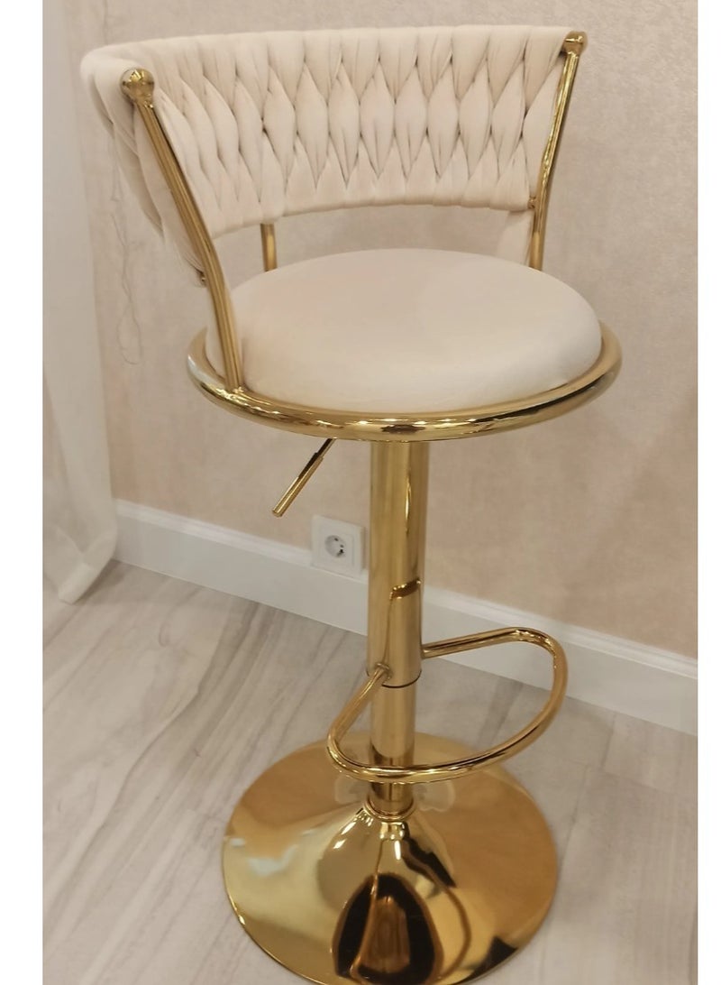 Adjustable Height Metal Frame Cushioned Bar Stool - Image 1