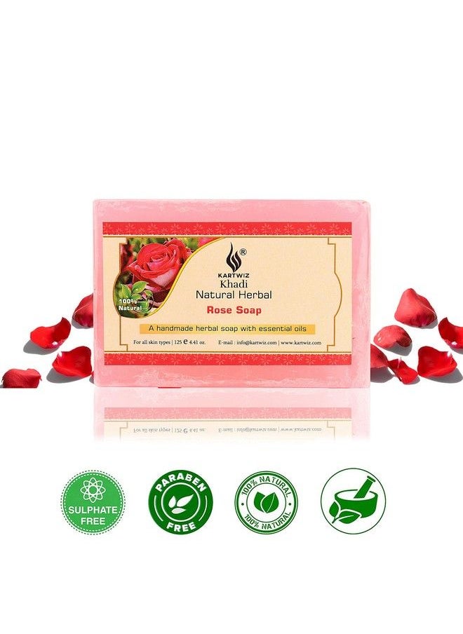 Parvati Gramodyog Khadi Rose Water Soap 125 Gm (Pack Of 3) By Parvati Gramodyog Herbal Products Made In India  - Image 4