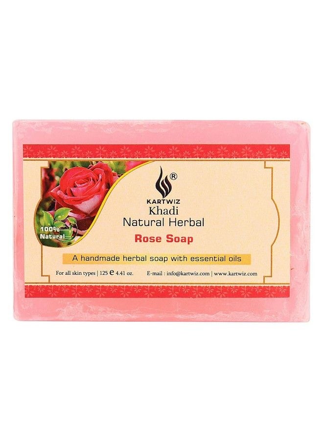 Parvati Gramodyog Khadi Rose Water Soap 125 Gm (Pack Of 3) By Parvati Gramodyog Herbal Products Made In India  - Image 3