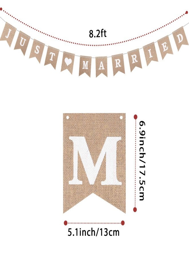 مادر لافتة من الخيش مكتوب عليها "متزوجان حديثًا"، لافتة زفاف مزينة بسلسلة إضاءة LED خيالية بثمانية أوضاع وميض، لافتة معلقة، زينة كشك الصور لحفلات توديع العزوبية، وحفلات الزفاف، والخطوبة، وحفلات السيارات - Image 2