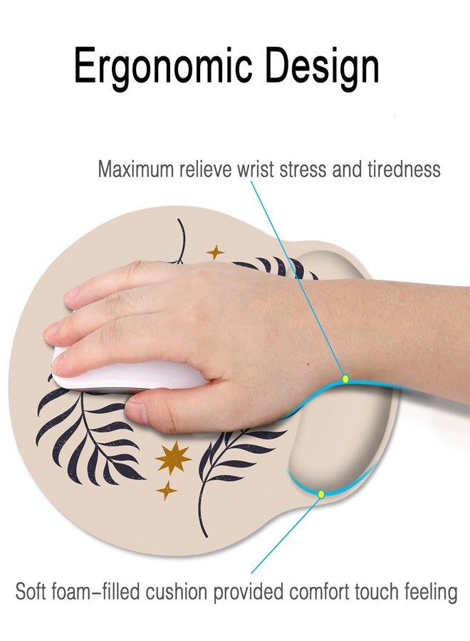 Britimes Ergonomic Mouse Pad with Wrist Support Beige Abstract Eyes Non-Slip Rubber Base Mousepad for Home Office Gaming Working Computers Laptop Easy Typing & Relief - Image 5
