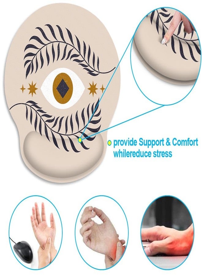 Britimes Ergonomic Mouse Pad with Wrist Support Beige Abstract Eyes Non-Slip Rubber Base Mousepad for Home Office Gaming Working Computers Laptop Easy Typing & Relief - Image 3
