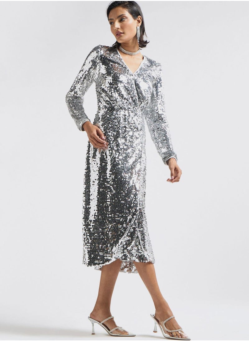 FAV V-Neck Sequin Dress  - Image 4