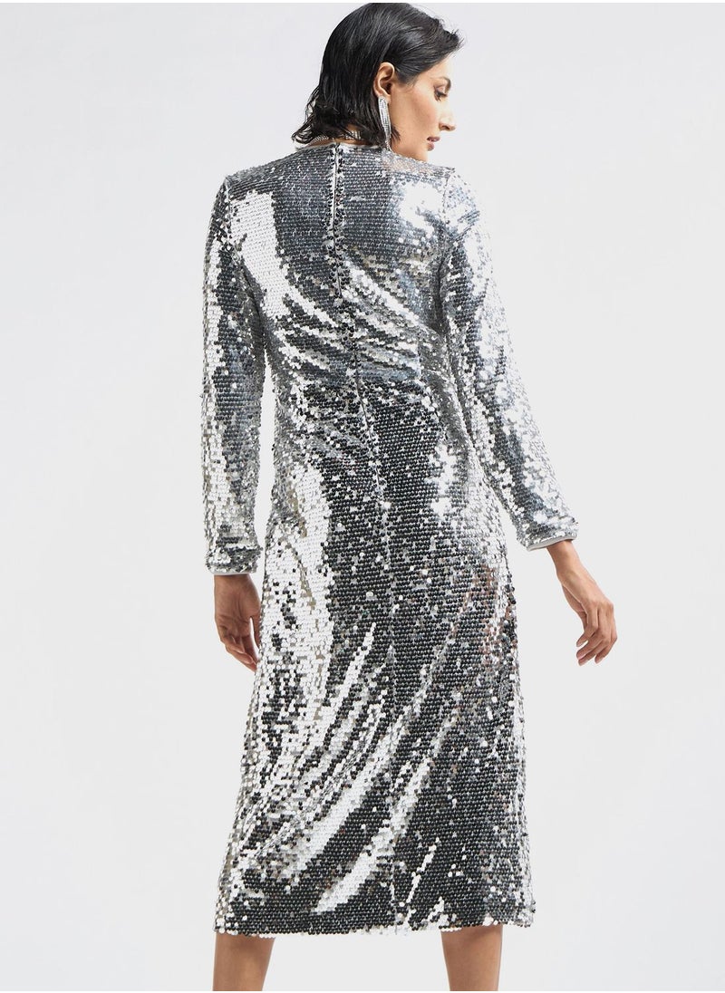 FAV V-Neck Sequin Dress  - Image 2