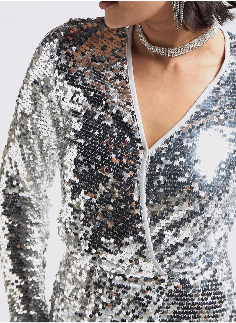FAV V-Neck Sequin Dress  - Image 3