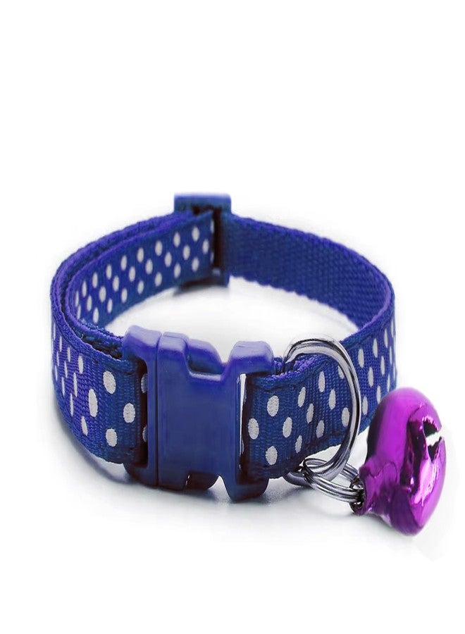 Litvibes Cat & Puppy Collar with Bell,Kitten & Small Dogs Soft Adjustable,Safe,Solid & Protective Breakaway for Cats & Puppies,Cute Kitty Neckband with Dots Print-(Blue) - Image 1