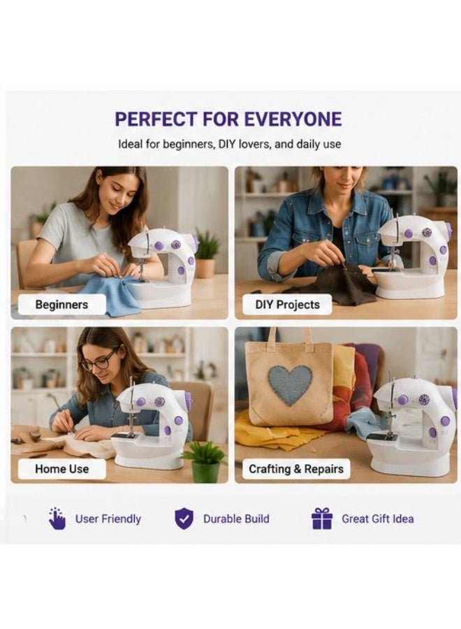 ماكينة خياطة كهربائية صغيرة محمولة بسرعتين وضوء LED - Image 4