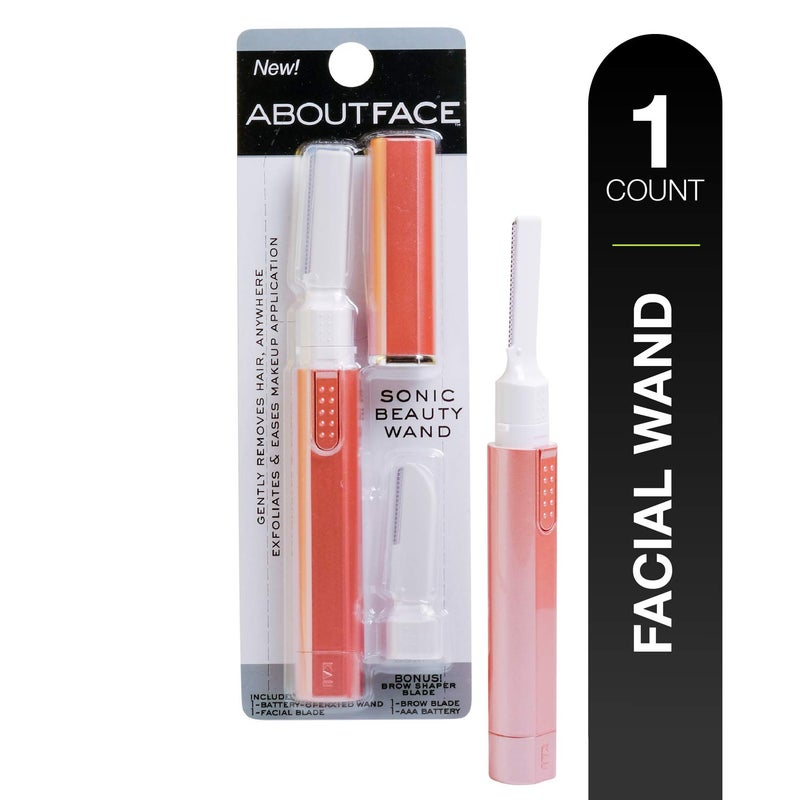 About Face Sonic Beauty Wand  Electric Facial Hair Remover and Bonus Eyebrow Shaper Ideal for Shaving Exfoliating and Brow Shaping Epilator for Men  Women