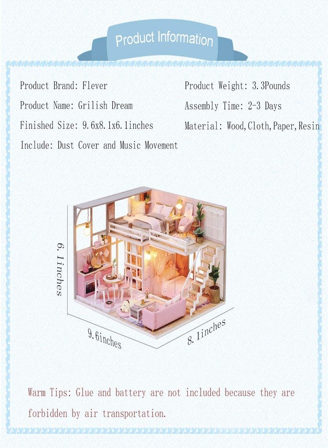 Flever Dollhouse Miniature DIY House Kit Creative Room with Loft Apartment Scene for Romantic Artwork Gift (Girlish Dream) - Image 2