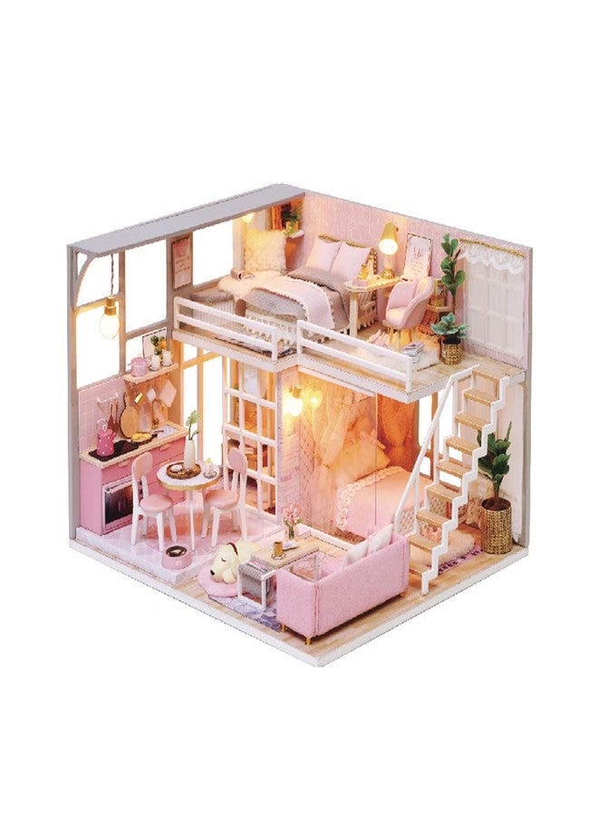 Flever Dollhouse Miniature DIY House Kit Creative Room with Loft Apartment Scene for Romantic Artwork Gift (Girlish Dream) - Image 1