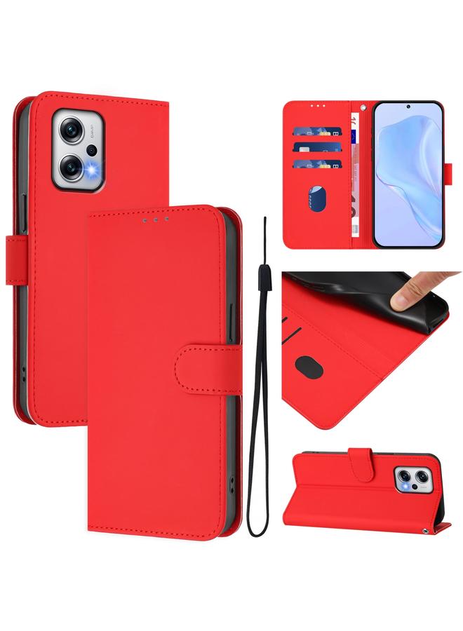 اس-توب جراب لهاتف Redmi Note 11T Pro+ 5G مصنوع من الجلد بلون سادة مع حبل - Image 1