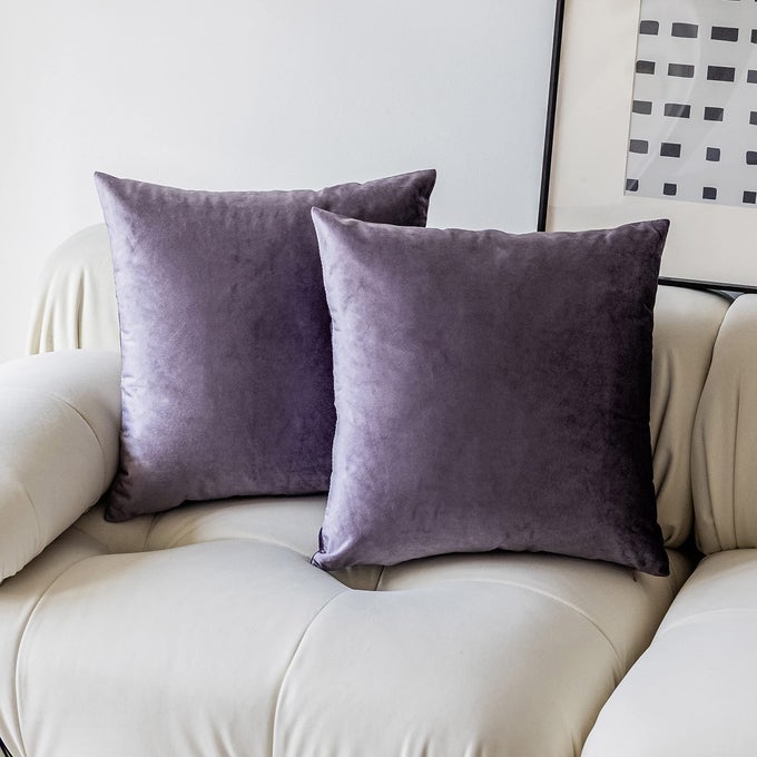 PURPLE 26X26 PILLOW COVERS DECORATIVE VELVET EURO SHAM PILLOW COVERS SOFT SQUARE PLUSH THROW PILLOWS FOR COUCH SOFA BED BABY ROOM SET OF 2 26 X 26 INCH LAVENDER