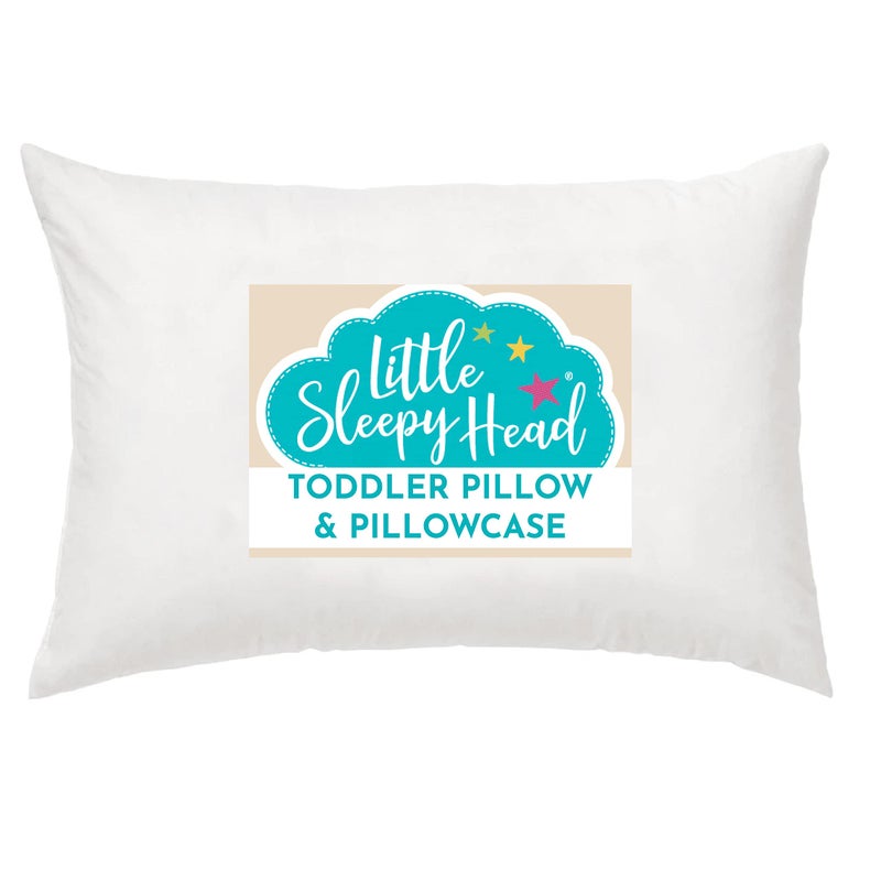 Little Sleepy Head Toddler Pillow with Pillowcase 13x18 - Kids Pillow for Sleeping - Toddler Pillow - Better Neck Support Ergonomic Pillow and Toddler Pillowcase - Best Pillows for Kids (White) - Image 1