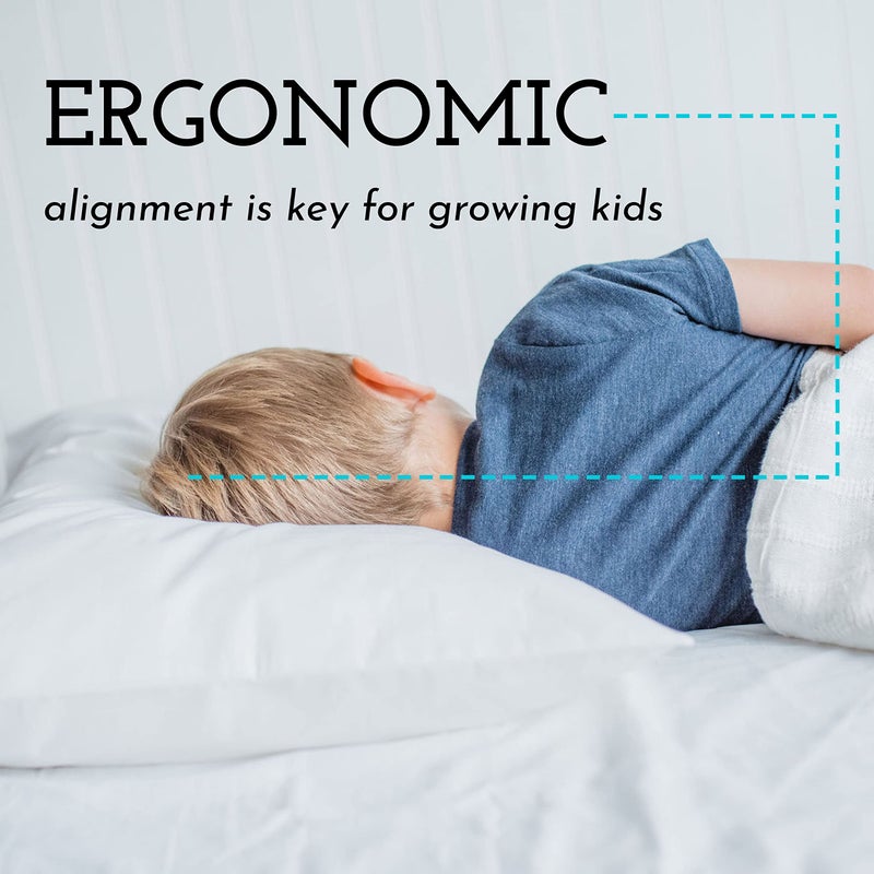 Little Sleepy Head Toddler Pillow with Pillowcase 13x18 - Kids Pillow for Sleeping - Toddler Pillow - Better Neck Support Ergonomic Pillow and Toddler Pillowcase - Best Pillows for Kids (White) - Image 4