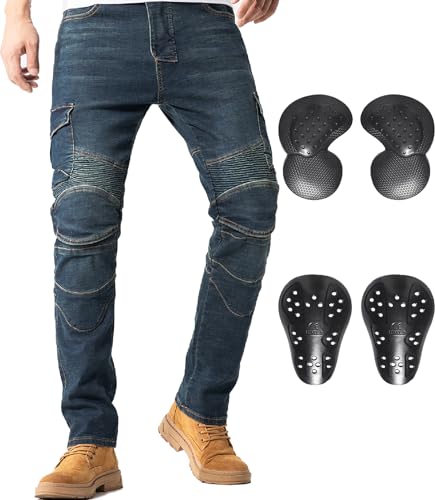 CTBQiTom Motorcycle Pants for Men with CE Level 2 Armor Protective Riding Jeans Durable Stretch Denim for Adventure Touring All Season - Image 1