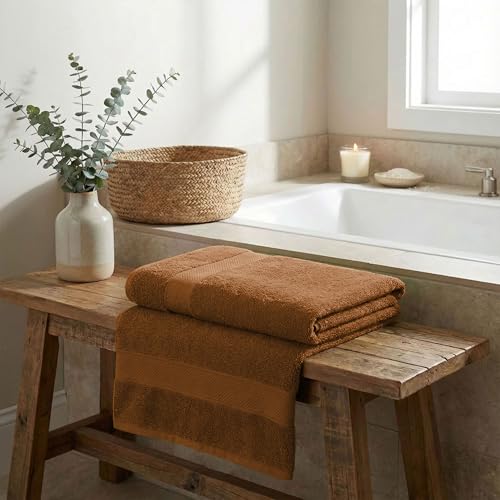 Trident 100% Cotton Towels for Bath | Towels for Bath Large Size | Trident Bath Towel - Soft & Absorbent | 450 GSM | 1 Piece Bath Towel for Men/Women | Urban Comfort | 70 cms x 140 cms - Coconut Shell - Image 4
