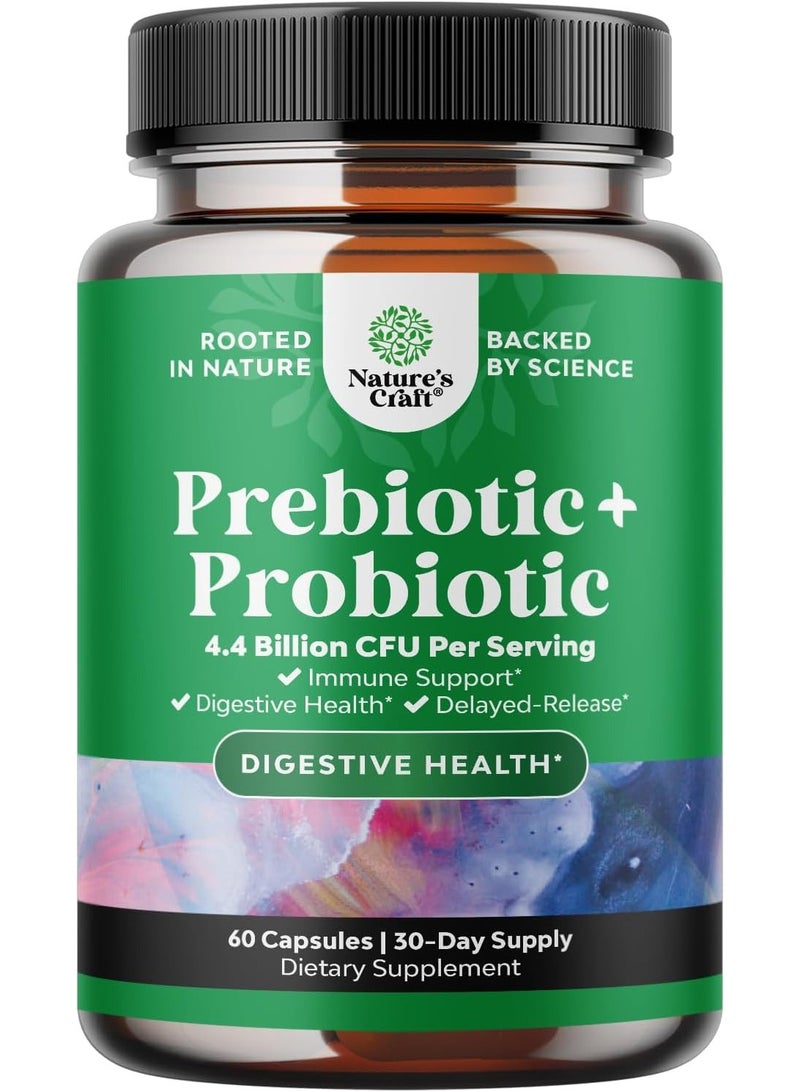 Natures Craft Nature's Craft Prebiotic+Probiotic,Immunity Support,Delayed-Release-Digestive health - 60 Capsules - Image 1
