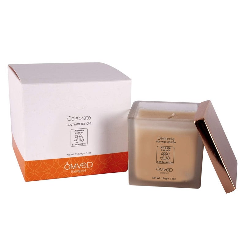 Omved Celebrate Sandalwood Natural Scented Soy Wax Candle Blended with Essential Oils and LongLasting - Image 2