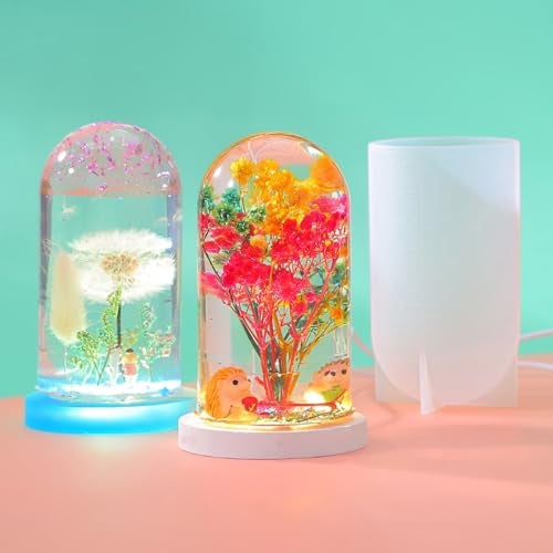 EnaMeena Round Cylinder Light Resin Mold for Flower Preservation, Featuring USB; Perfect for DIY Epoxy Casting Projects and Desktop Ornaments for Home Décor - Image 1
