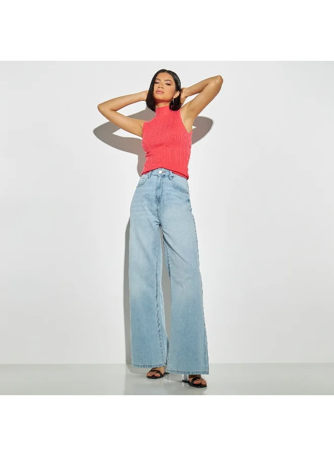 2Xtremz 2Xtremz Textured Sleeveless High Neck Top