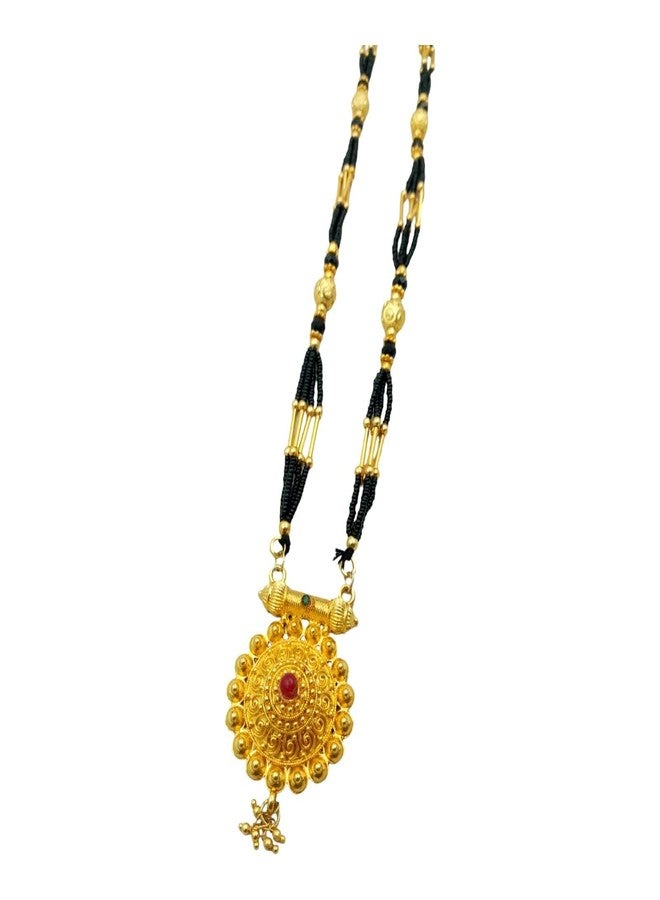 Swaroop Designer Mangalsutra For Women Stylish New Gold Plated Mangalsutra Long Size Heavy Design Long Black Bead Chain 15 - Image 1