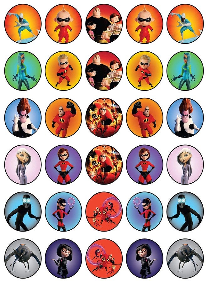 NATURAL BEHAVIOUR 30 Edible Cupcake Toppers – Superhero Family-Inspired Designs Collection | Uncut Edible Wafer Sheet Decorations - Image 1