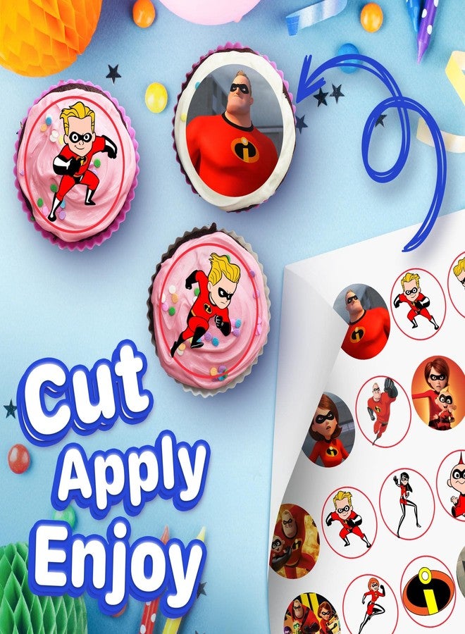 NATURAL BEHAVIOUR 30 Edible Cupcake Toppers – Superhero Family-Inspired Designs Collection | Uncut Edible Wafer Sheet Decorations - Image 2