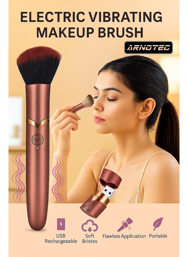 ARNOTEC فرشاة مكياج كهربائية، فرشاة مكياج تدليك اهتزازي بـ 10 سرعات، تعمل مع كريم الأساس أو الكونسيلر أو أحمر الخدود، فرشاة بودرة سائبة قابلة لإعادة الشحن وقابلة للتعديل - Image 1