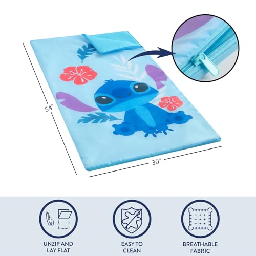 Idea Nuova Disney Stitch 2 Piece Slumber Set with Sling Bag and Sleeping Bag with Zip Around Closure, 54"x30" - Image 3