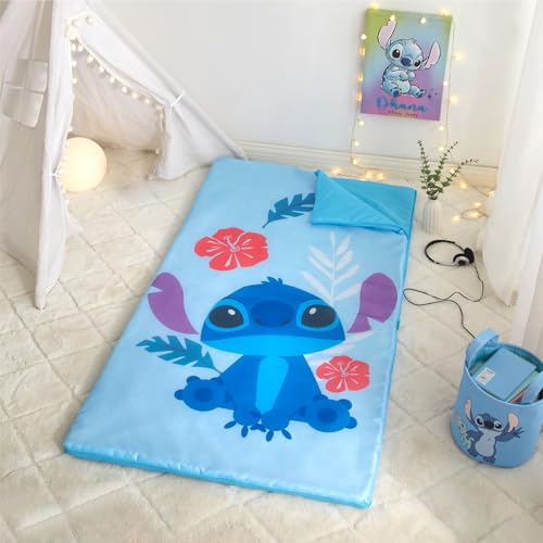 Idea Nuova Disney Stitch 2 Piece Slumber Set with Sling Bag and Sleeping Bag with Zip Around Closure, 54"x30" - Image 5