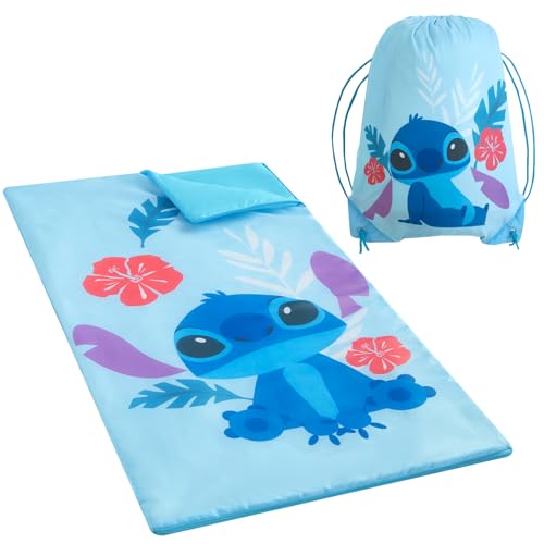 Idea Nuova Disney Stitch 2 Piece Slumber Set with Sling Bag and Sleeping Bag with Zip Around Closure, 54"x30" - Image 1