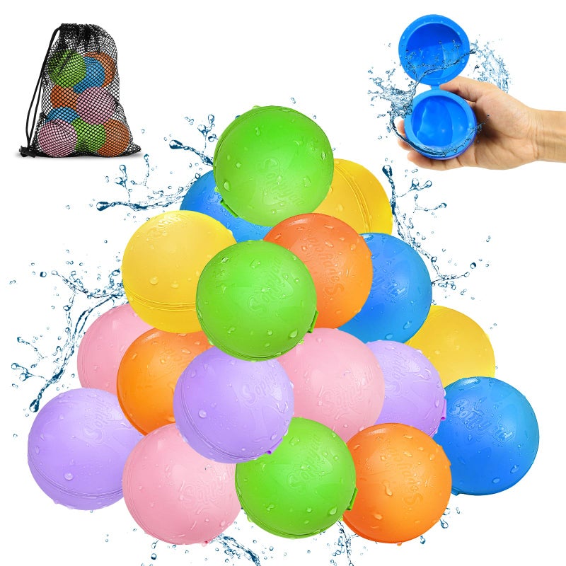 Smasiagon Reusable Water Balloons Kids Summer Outdoor Toys Quick Fill Self Sealing Water Bomb for Kids Adult Water Polo Fight GamesSummer Fun Party Water Balls with Storage Bag 18pack - Image 2