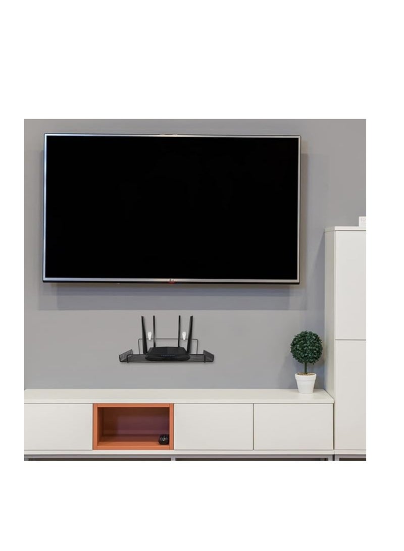 وول 3 دي رف معلق على الحائط لجهاز التوجيه، رف شبكي معدني لصندوق التلفزيون، رف عائم لمشغل DVD وجهاز العرض في غرفة المعيشة وغرفة النوم والمطبخ والمكتب - Image 2