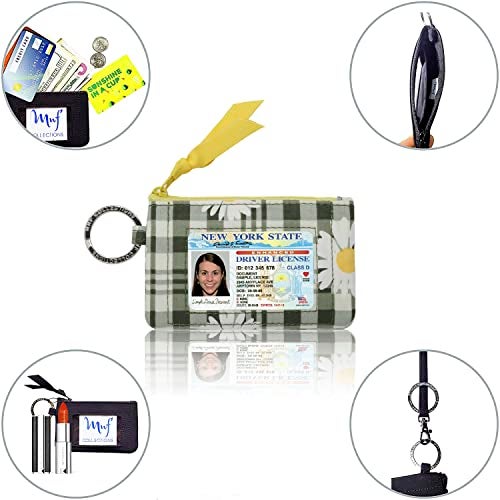MNF Collections Lanyard with Wallet - Zip ID Case with Lanyard - ID Holder for Cash, Cards, Coin - Durable Card Holder Keychain with Zippers - Premium Quality Cotton - Freya Daisy - Image 3