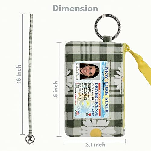 MNF Collections Lanyard with Wallet - Zip ID Case with Lanyard - ID Holder for Cash, Cards, Coin - Durable Card Holder Keychain with Zippers - Premium Quality Cotton - Freya Daisy - Image 4