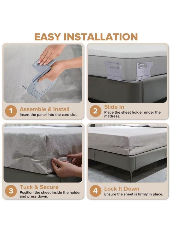 مثبتات غير مرئية لملاءات السرير مشابك قابلة للإزالة ومانعة للانزلاق لملاءات السرير 4 قطع - Image 5