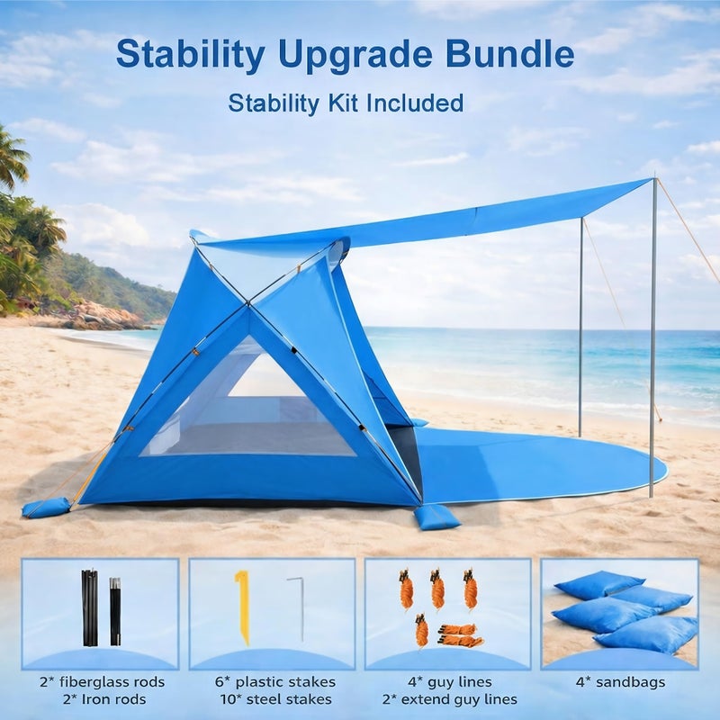 Etto Beach Tent, Portable Sun Shelter for 2/3/4/6-8 Person with UPF 50+ UV Protection, Easy Setup Waterproof Beach Shade Canopy Cabana for Family Outdoor and Picnics, Fishing with Carrying Bag - Image 5