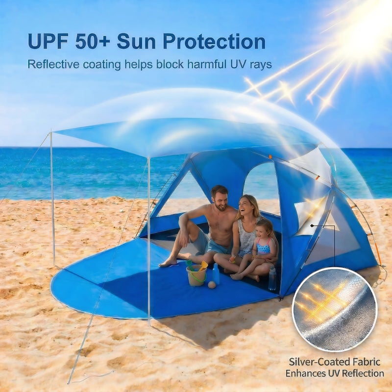 Etto Beach Tent, Portable Sun Shelter for 2/3/4/6-8 Person with UPF 50+ UV Protection, Easy Setup Waterproof Beach Shade Canopy Cabana for Family Outdoor and Picnics, Fishing with Carrying Bag - Image 2