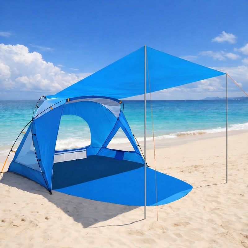 Etto Beach Tent, Portable Sun Shelter for 2/3/4/6-8 Person with UPF 50+ UV Protection, Easy Setup Waterproof Beach Shade Canopy Cabana for Family Outdoor and Picnics, Fishing with Carrying Bag - Image 1