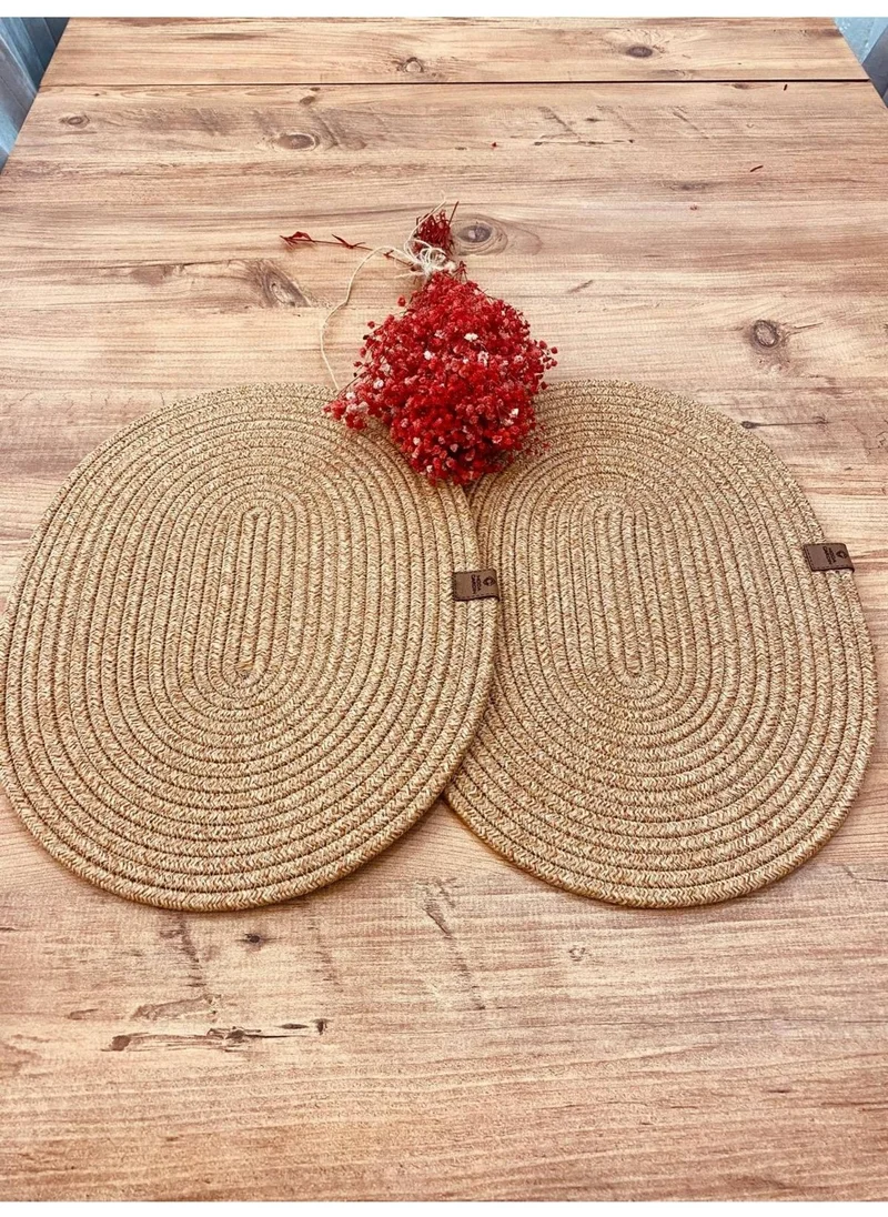 BDZ Deri BDZ Leather Wicker Jute Presentation Plate Coaster American Service Oval Subpla 2 Piece