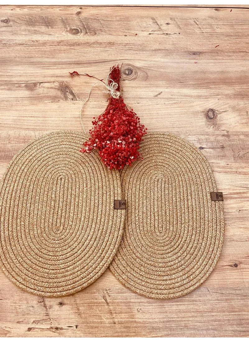 BDZ Deri BDZ Leather Wicker Jute Presentation Plate Coaster American Service Oval Subpla 2 Piece