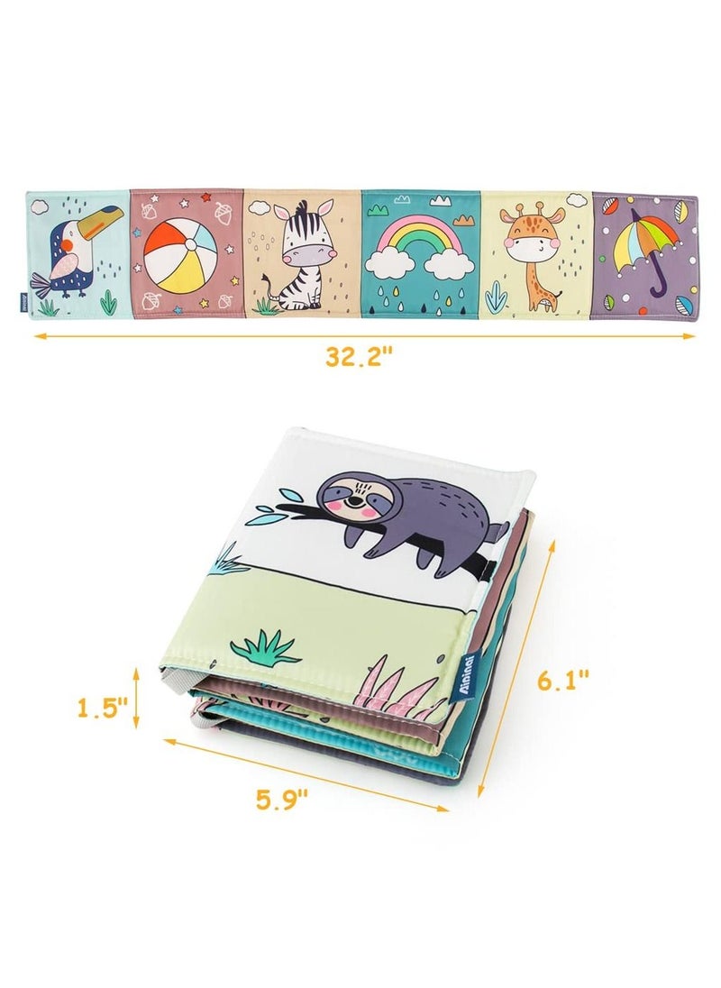 SYOSI - Baby Toys Soft Folding Cloth Book, Colorful Patterns, High Contrast Sensory Activity Cloth Book, Not Easy to Tear, Touch and Feel Visually Stimulates Brain Development of Babies 0-12 Months - Image 1