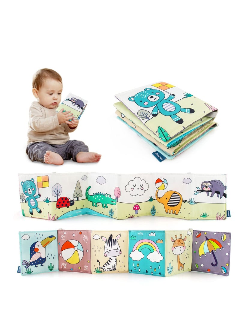 SYOSI - Baby Toys Soft Folding Cloth Book, Colorful Patterns, High Contrast Sensory Activity Cloth Book, Not Easy to Tear, Touch and Feel Visually Stimulates Brain Development of Babies 0-12 Months - Image 1