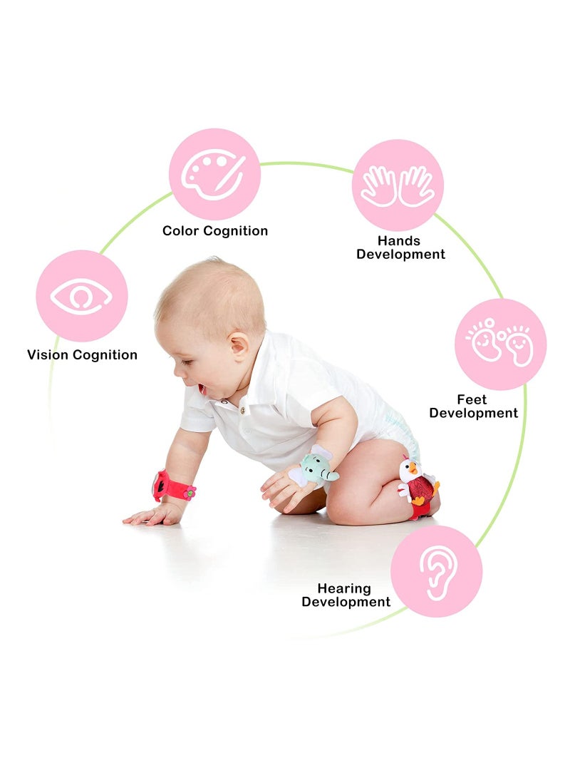 SYOSI 4 Designs Baby Soft Rattle Baby Infant Wrists Rattle and Foot Rattles Finders Socks Set Hand Arm Rattle Ring Feet Ankle Wear for Newborn Baby Boys & Girls - Image 4