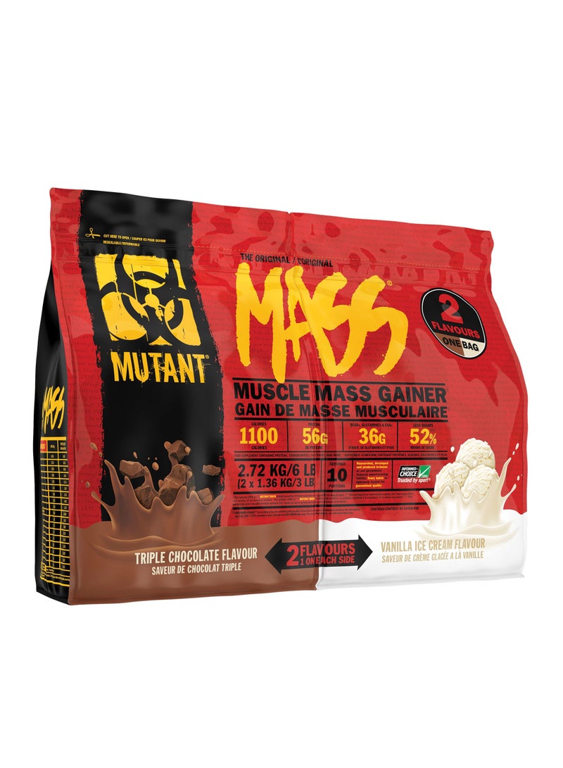 Mutant MASS 2 Flavours in One Bag - Triple Chocolate & Vanilla Ice Cream 2.72 kg (6lbs)