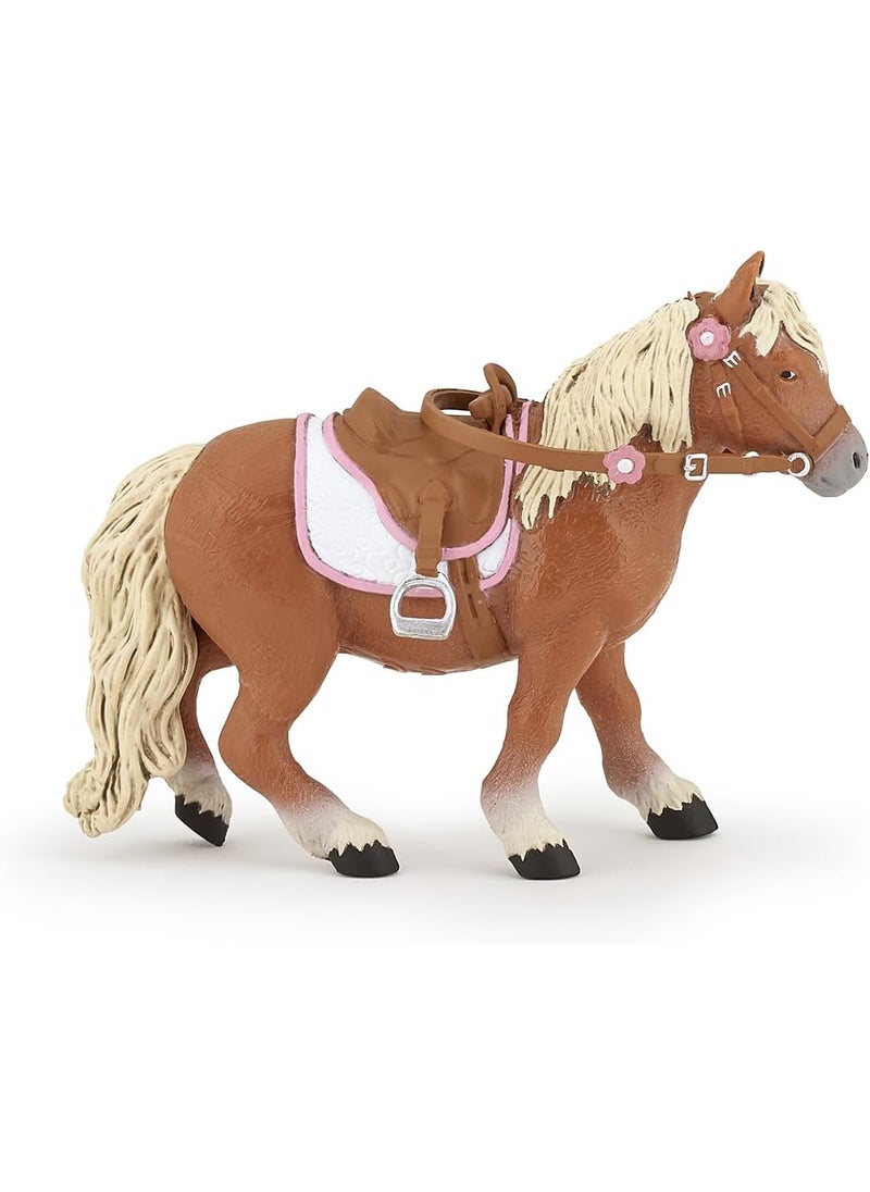 Papo Papo  HandPainted  Figurine  HorsesFoals and Ponies  Shetland Pony with Saddle Figure51559  Collectible  for Children  Suitable for Boys and Girls  from 3 Years Old  - Image 1