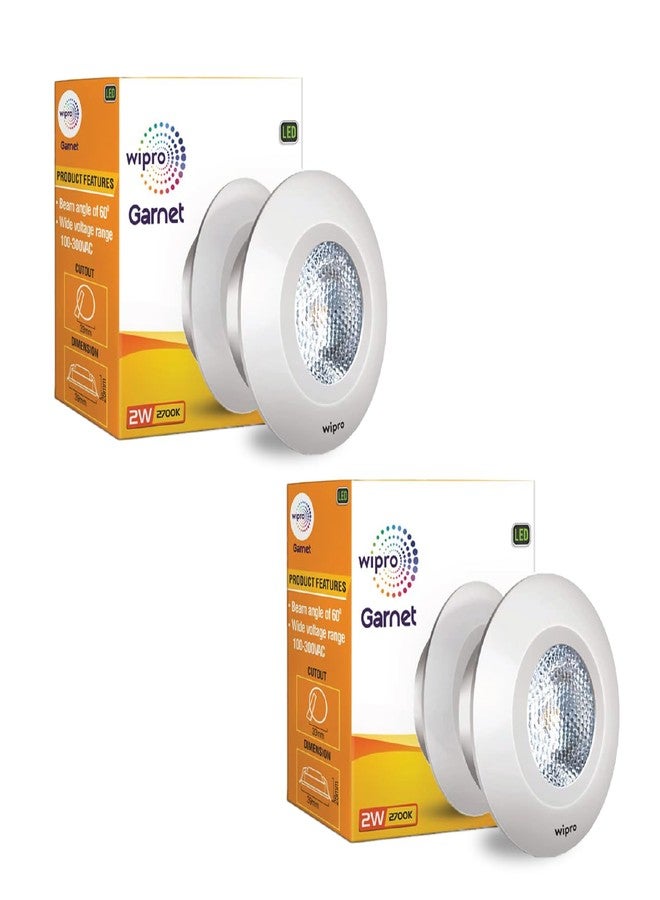 ويبرو مصباح سبوت لايت مدمج بتقنية LED من ويبرو جارنت بقوة 2 واط | ضوء أبيض دافئ (2700 كلفن) | تصميم صغير الحجم للخزائن وخزائن الملابس | عبوة من قطعتين - Image 1