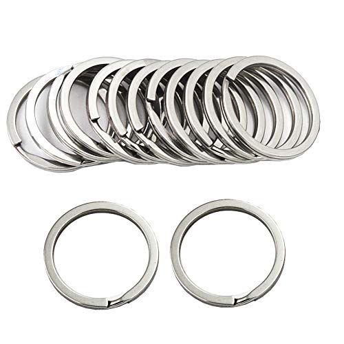 DGOL 50pcs 1-1/4 inch (32mm) 304 Stainless Steel Keychain Chain Cord Flat Key Rings Webbing Wire Keyring Hook - Image 2