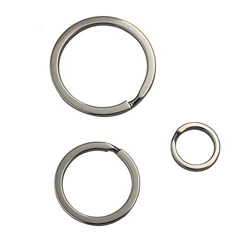 DGOL 50pcs 1-1/4 inch (32mm) 304 Stainless Steel Keychain Chain Cord Flat Key Rings Webbing Wire Keyring Hook - Image 3